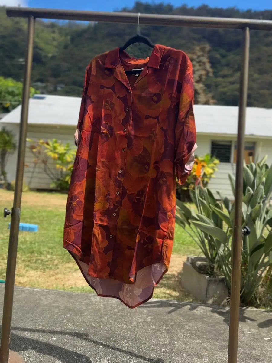 Rayon Oversized Shirt Dress