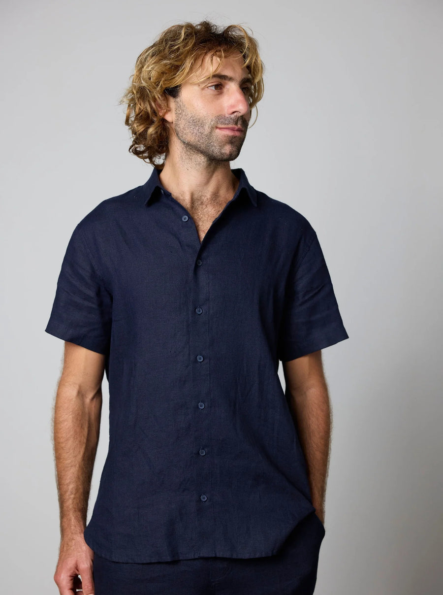 Men's French Linen Short Sleeve Shirt