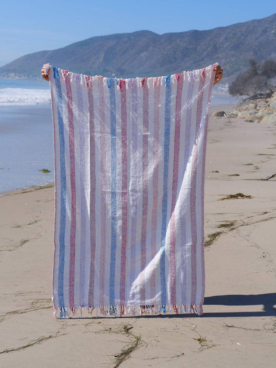 Sustainable Recycled Throw Blanket -  Malibu Stripe