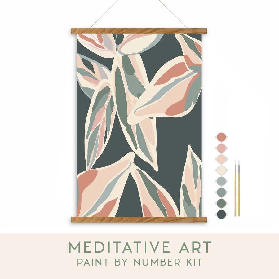 Tropical Leaves Meditative Art Paint By Number Kit