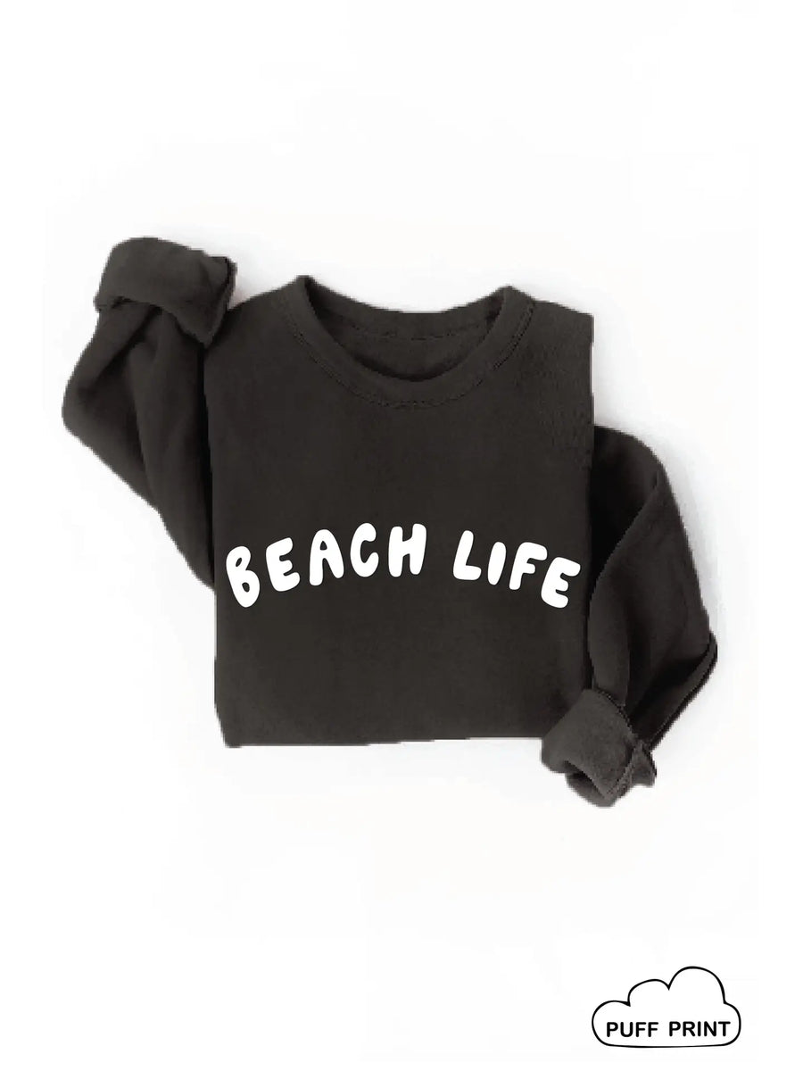 Beach Life Puff Print Graphic Sweatshirt