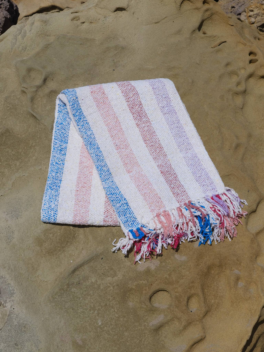 Sustainable Recycled Throw Blanket -  Malibu Stripe