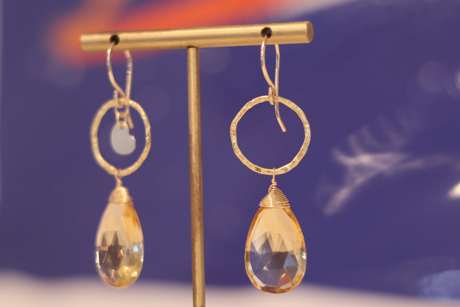 Gem Drop Earrings Citrine Gold Filled