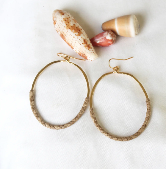 Large Lauhala Oval Hoops