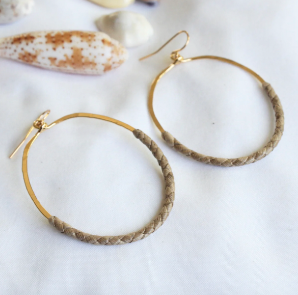 Large Lauhala Oval Hoops