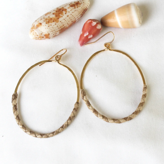 Large Lauhala Oval Hoops