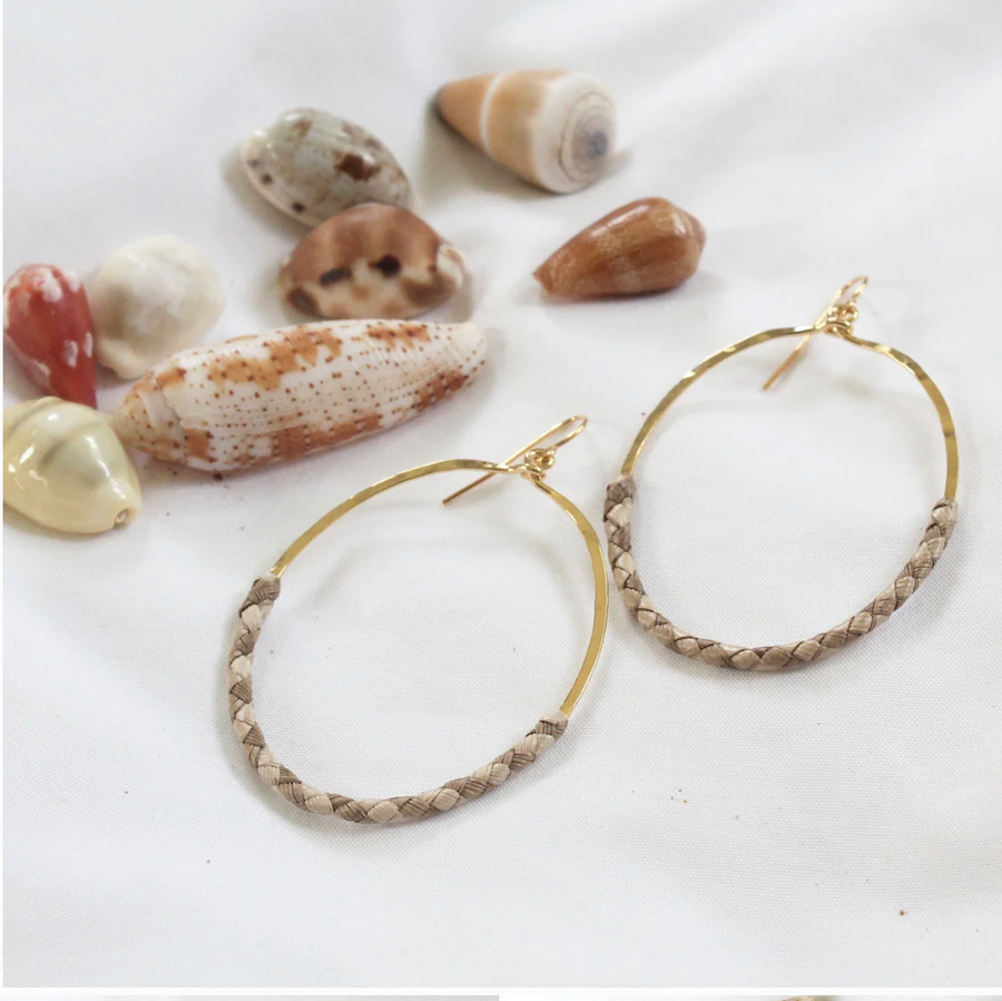 Large Lauhala Oval Hoops