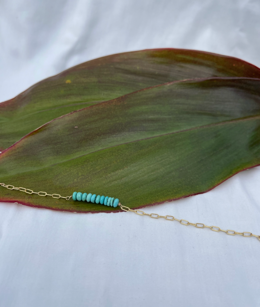 Turquoise small paperclip adjustable bracelet