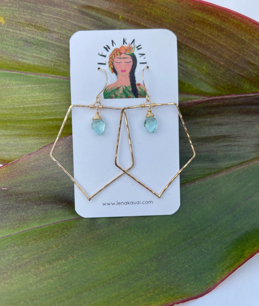 Pentagon aquamarine earrings
