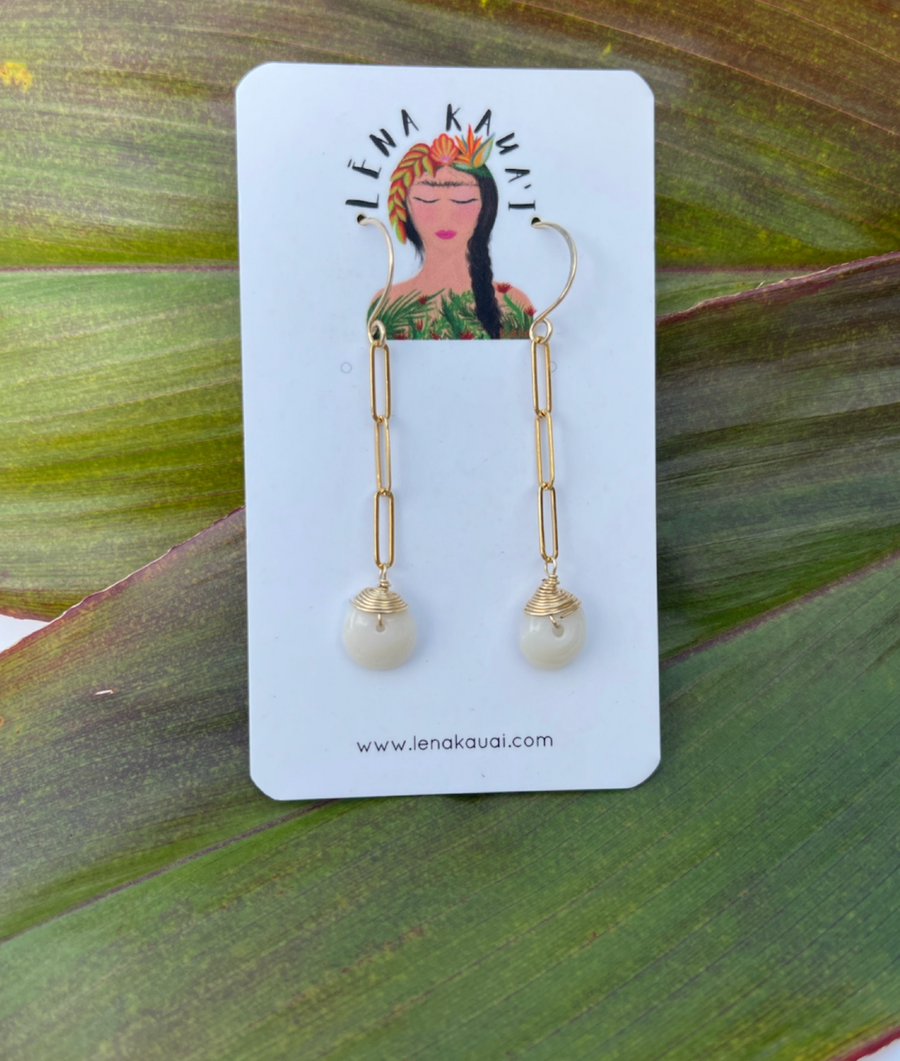 Paperclip puka shell dangles