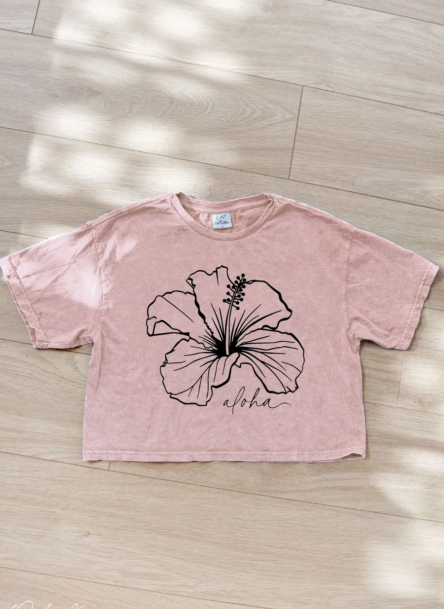 Aloha Cropped Mineral Graphic Top