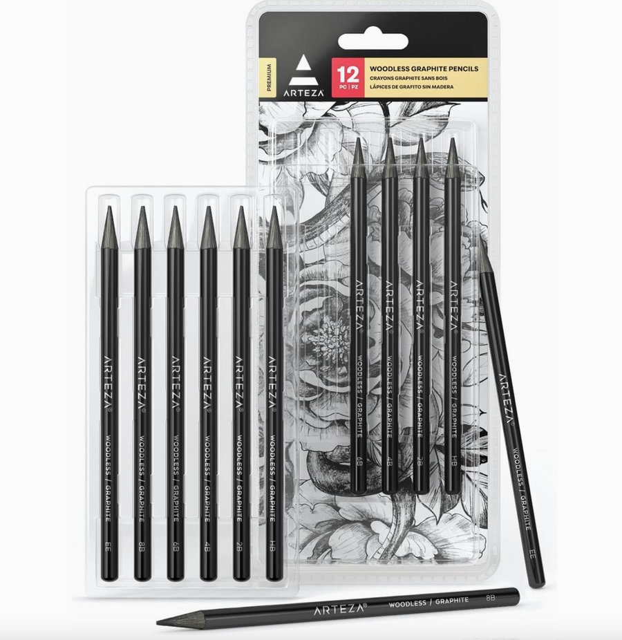 Arteza Woodless Graphite Pencils, Set of 12