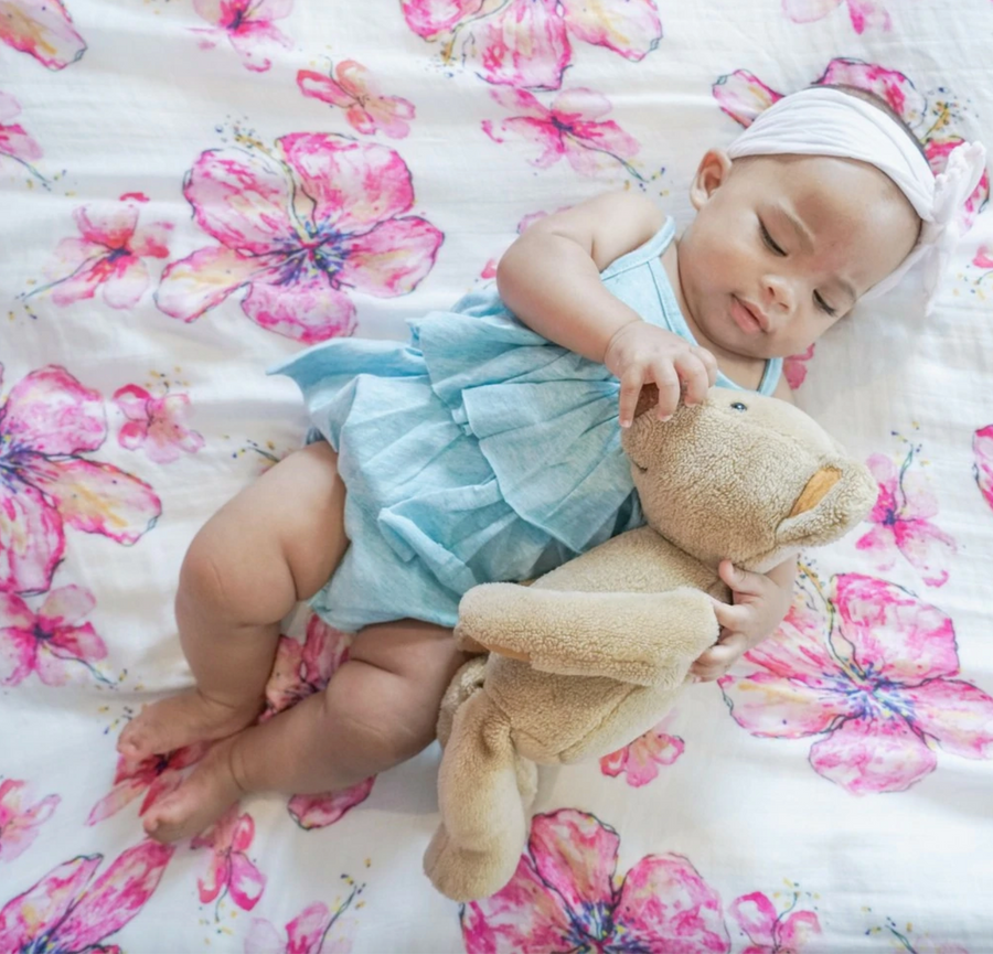 Hibiscus Kiss Muslin Baby Swaddle Blanket