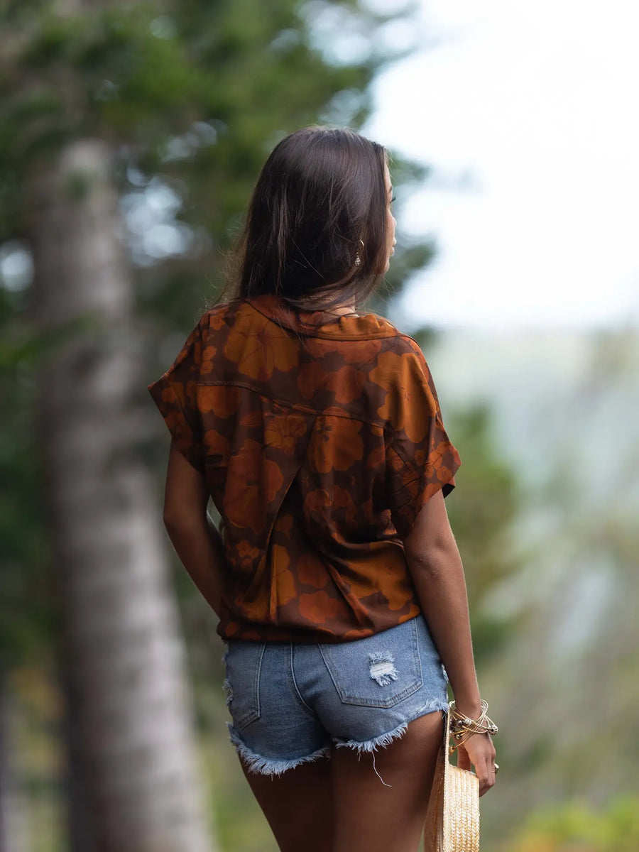 Womens Rayon Aloha Tee in Pua Power