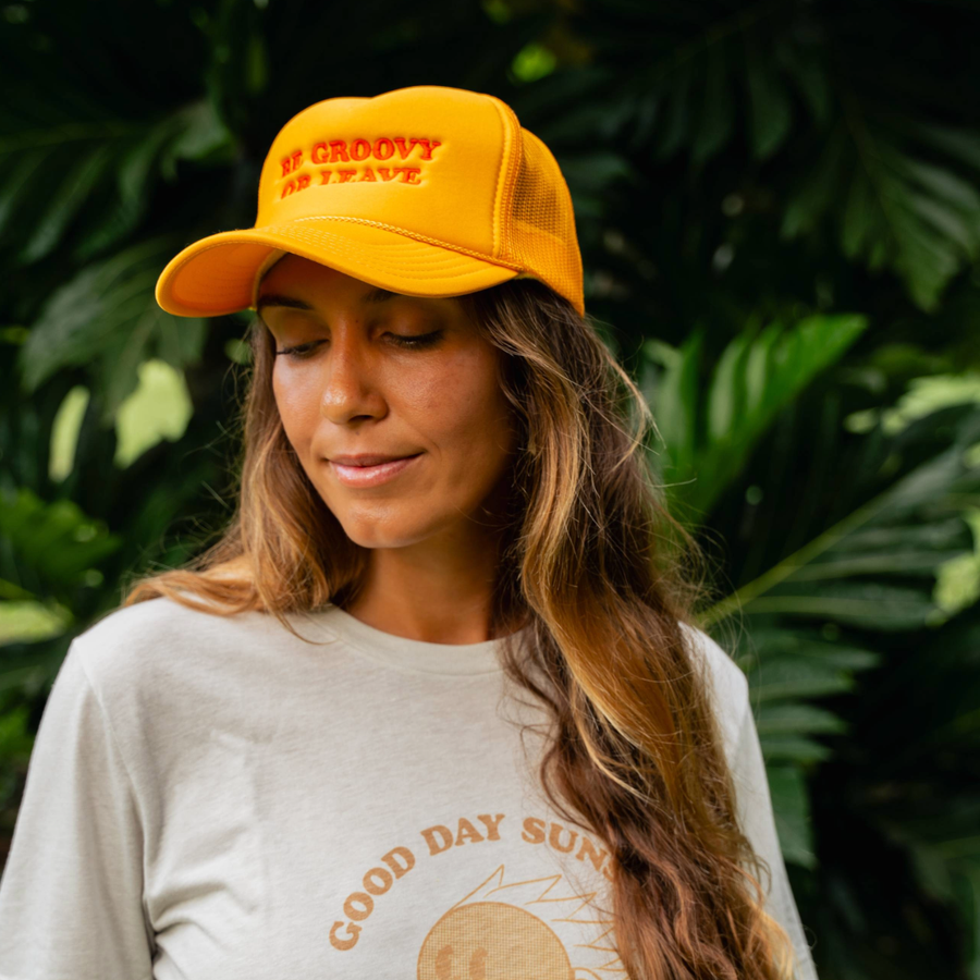 Be Groovy or Leave Trucker Hat - Yellow