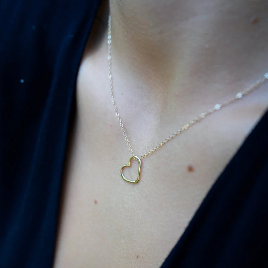 Golden Open Heart Necklace 14k