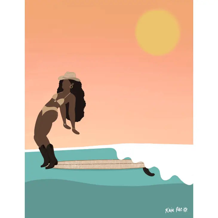 Surf Cowgirl “Hang Ten” Art Print