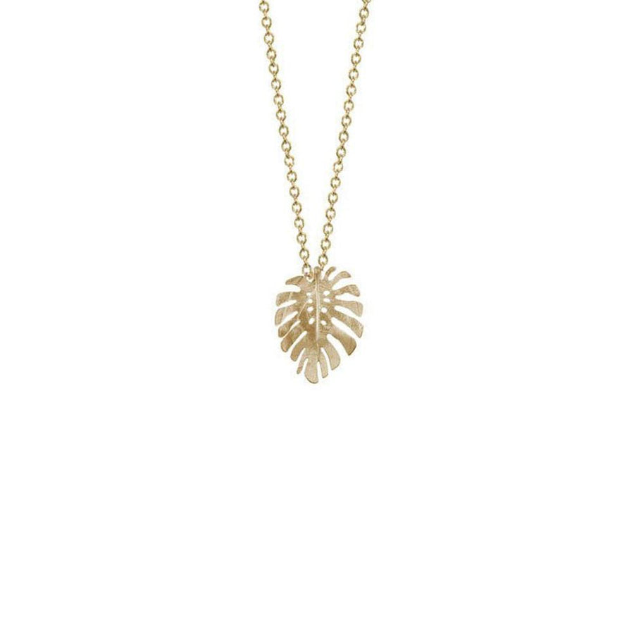 Small Monstera Necklace 18" - Vermeil