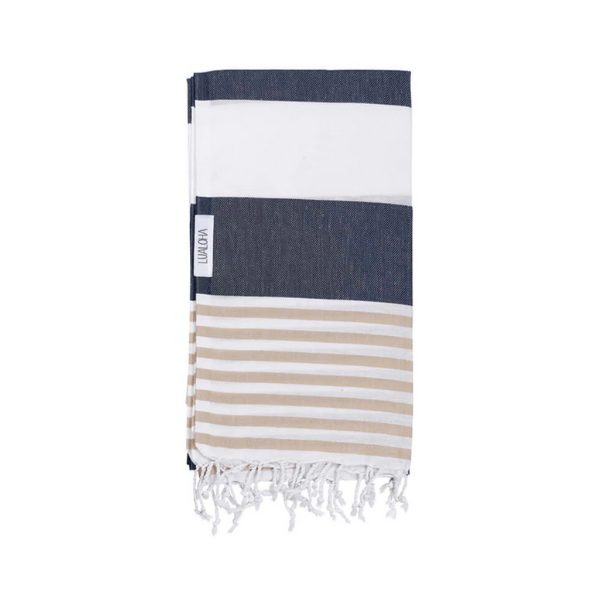 Navy & Sand Striped Goodness Towel